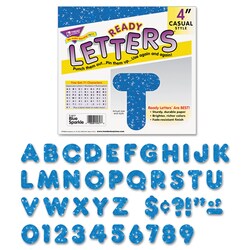 Essendant&nbsp;TREND Ready Letters Sparkles Letter Set  4 Tall  Blue Sparkle Characters  71/Set