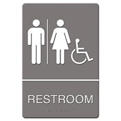 Essendant&nbsp;Headline Sign ADA Sign  Restroom/Wheelchair Accessible Tactile Symbol  Molded Plastic  6x9