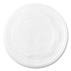 Essendant&nbsp;Vegware 115-Series Flat Hot Lids  Compostable  For Use With 115-Series Soup Containers  White  Plastic  500/Carton
