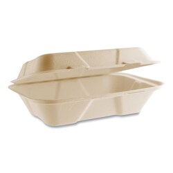 Essendant&nbsp;Vegware Nourish Molded Fiber Takeout Containers  Compostable  6 1x9x2 9  Natural  Sugarcane  200/Carton