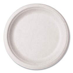 Essendant&nbsp;Vegware Nourish Molded Fiber Tableware  Compostable  Plate  Sugarcane  9 dia  White  500/Carton