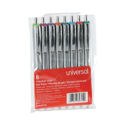 Essendant&nbsp;Universal Comfort Grip Gel Pen  Retractable  Medium 0 7 mm  Assorted Ink and Barrel Colors  8/Pack
