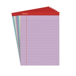 Essendant&nbsp;Universal Colored Perforated Ruled Writing Pads  Wide/Legal Rule  50 Assorted Color 8 5x11 75 Sheets  6/Pack