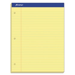 Essendant Ampad Double Sheet Pads  Wide/Legal Rule  100 Canary-Yellow 8 5x11 75 Sheets