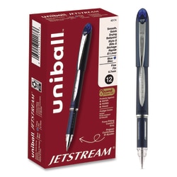 Essendant&nbsp;uniball Jetstream Hybrid Gel Pen  Stick  Fine 0 7 mm  Blue Ink  Blue/Silver Barrel