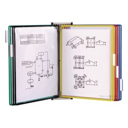 Essendant&nbsp;djois by Tarifold Wall Unit Reference Starter Set  10 Panels with Assorted Color Borders  White Base