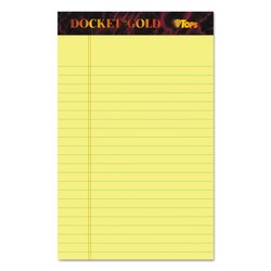 Essendant&nbsp;TOPS Docket Gold Ruled Perforated Pads  Narrow Rule  50 Canary-Yellow 5x8 Sheets  12/Pack