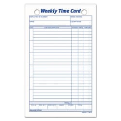 Essendant&nbsp;TOPS Weekly Employee Time Cards  One Side  4 25x6 75  100/Pack