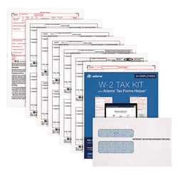 Essendant&nbsp;Adams 6-Part W-2 Tax Form Kit with Security Envelopes and Tax Forms Helper  2024  8 5x5 5  2 Forms/Sheet  24 Forms Total