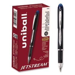 Essendant&nbsp;uniball Jetstream Hybrid Gel Pen  Stick  Bold 1 mm  Blue Ink  Black/Silver/Blue Barrel