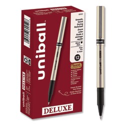 Essendant&nbsp;uniball Deluxe Rollerball Pen  Stick  Fine 0 7 mm  Black Ink  Champagne/Black Barrel  Dozen