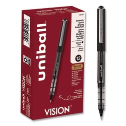 Essendant&nbsp;uniball VISION Rollerball Pen  Stick  Extra-Fine 0 5 mm  Black Ink  Gray/Black/Clear Barrel  Dozen