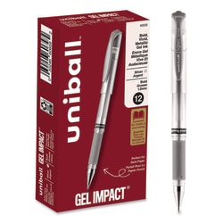Essendant&nbsp;uniball IMPACT Gel Pen  Stick  Medium 1 mm  Silver Metallic Ink  Silver Barrel