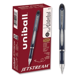 Essendant&nbsp;uniball Jetstream Hybrid Gel Pen  Stick  Fine 0 7 mm  Black Ink  Black/Silver Barrel