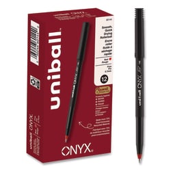 Essendant&nbsp;uniball ONYX Rollerball Pen  Stick  Fine 0 7 mm  Red Ink  Black/Red Barrel  Dozen