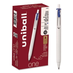 Essendant&nbsp;uniball uniONE Gel Pen  Retractable  Medium 0 7 mm  Blue Ink  White/Blue Barrel  Dozen