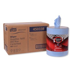 Essendant&nbsp;Tork Advanced ShopMax Wiper 450  Centerfeed Refill  9 9x13 1  Blue  200/Roll  2 Rolls/Carton