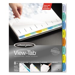 Essendant Wilson Jones View-Tab Paper Index Dividers  8-Tab  11x8 5  White  1 Set