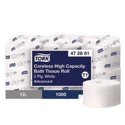 Essendant&nbsp;Tork Advanced Coreless High Capacity Bath Tissue  2-Ply  White  1 000 Sheets/Roll  12 Rolls/Carton