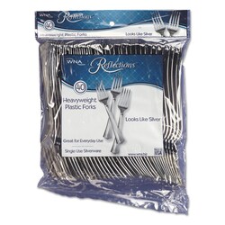 Essendant&nbsp;WNA Reflections Heavyweight Plastic Utensils  Fork  Silver  40/Pack