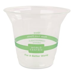 Essendant&nbsp;World Centric PLA Clear Cold Cups  10 oz  Plastic  Clear  1 000/Carton