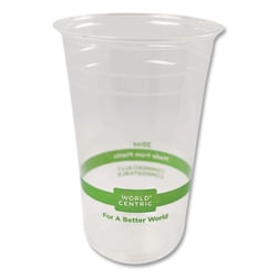 Essendant&nbsp;World Centric PLA Clear Cold Cups  20 oz  Plastic  Clear  1 000/Carton