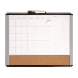 Essendant&nbsp;U Brands 3N1 Magnetic Mod Dry Erase Board  Monthly Planning/Scheduling Calendar  20x16  White Surface  Gray/Black Plastic Frame