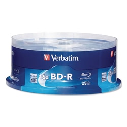 Essendant&nbsp;Verbatim BD-R Blu-Ray Disc  25 GB  16x  White  25/Pack