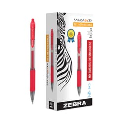 Essendant&nbsp;Zebra Sarasa Dry Gel X20 Gel Pen  Retractable  Medium 0 7 mm  Red Ink  Clear/Red Barrel  12/Pack