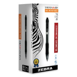 Essendant&nbsp;Zebra Sarasa Dry Gel X20 Gel Pen Value Pack  Retractable  Medium 0 7 mm  Black Ink  Clear/Black Barrel  24/Box