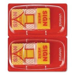 Essendant Universal Deluxe Message Arrow Flags  Sign Here  Yellow  500/Pack
