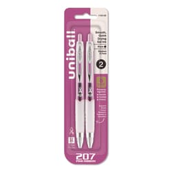 Essendant&nbsp;uniball Signo 207 Breast Cancer Awareness Gel Pen  Retractable  Medium 0 7 mm  Black Ink  Translucent Pink/White Barrel  2/Pack