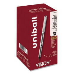 Essendant&nbsp;uniball VISION Rollerball Pen  Stick  Fine 0 7 mm  Black Ink  Silver/Black/Clear Barrel  36/Pack