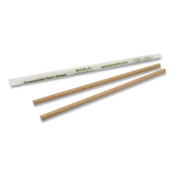 Essendant&nbsp;World Centric Sustainable Kraft Paper Straws  Wrapped  8  Natural  6 000/Carton