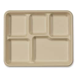 Essendant&nbsp;World Centric Fiber Trays  5 Compartments  8 5x10 24x1 01  Natural  Paper  400/Carton