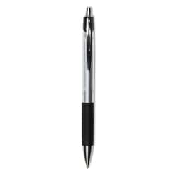 Essendant&nbsp;Universal Comfort Grip Ballpoint Pen  Retractable  Medium 1 mm  Black Ink  Silver/Black Barrel  Dozen