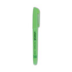 Essendant&nbsp;Universal Pocket Highlighters  Fluorescent Green Ink  Chisel Tip  Green Barrel  Dozen
