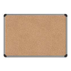 Essendant&nbsp;Universal Cork Board with Aluminum Frame  24x18  Tan Surface  Satin Aluminum Frame