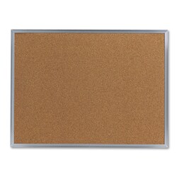 Essendant&nbsp;Universal Cork Bulletin Board  24x18  Tan Surface  Satin Aluminum Frame