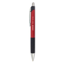 Essendant&nbsp;Universal Comfort Grip Ballpoint Pen  Retractable  Medium 1 mm  Red Ink  Red/Black Barrel  Dozen