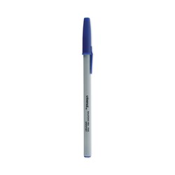 Essendant&nbsp;Universal Ballpoint Pen  Stick  Fine 0 7 mm  Blue Ink  Gray/Blue Barrel  Dozen