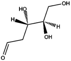 Apexbio Technology LLC&nbsp;2-Deoxy-D-ribose(Synonyms: 2-Deoxy-D-arabinose, D-2-Deoxyribose, 2-Deoxyribose, D-Deoxyribose, D-erythro-Pentose), 100mg, CAS: 533-67-5.