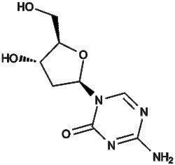 Apexbio Technology LLC&nbsp;Decitabine (NSC127716, 5AZA-CdR)(Synonyms: 5-Aza-2'-deoxycytidine, 5-Azadeoxycytidine, 5-AZA-dC, DAC, Dacogen, Dezocitidine, NSC 127716, 5-AZA-CdR), 50mg, CAS: 2353-33-5.