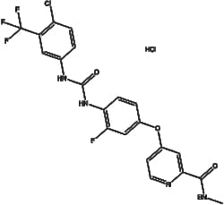 Apexbio Technology LLC&nbsp;Regorafenib hydrochloride(Synonyms: Regorafenib HCl, BAY 73-4506, Stivarga, BAY73-4506 hydrochloride, Regorafenib hydrochloride salt), 200mg, CAS: 835621-07-3.