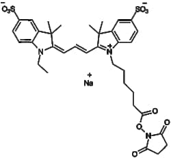 Apexbio Technology LLC&nbsp;Cy3 NHS ester(Et)(Synonyms: Cy3 NHS ester, Cy3 NHS Ester (ethyl), Cyanine3 NHS ester, Cyanine 3 NHS ester, Cy3 Mono NHS Ester), 5mg.