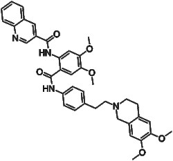 Apexbio Technology LLC&nbsp;Tariquidar(Synonyms: XR9576, Tariquidar fumarate, XR-9576, UNII-1W8830WSA2, P-glycoprotein inhibitor XR9576), 50mg, CAS: 206873-63-4.