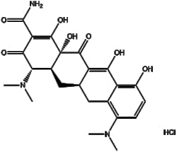 Apexbio Technology LLC&nbsp;Minocycline HCl(Synonyms: Minocycline hydrochloride, Minocin, Dynacin, Solodyn, Minomycin, Akamin, Arestin, Minostad), 50mg, CAS: 13614-98-7.