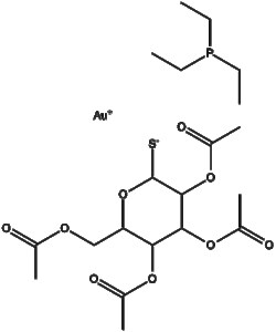 Apexbio Technology LLC Auranofin(Synonyms: Ridaura, SKF-39162, Gold Sodium Thiomalate, Triethylphosphine gold(I) tetraacetylthioglucose), 50mg, CAS: 34031-32-8.