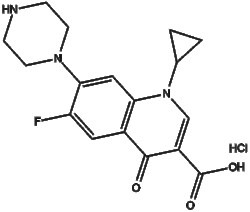 Apexbio Technology LLC&nbsp;Ciprofloxacin (hydrochloride)(Synonyms: Cipro, Ciprofloxacin HCl, Ciprofloxacine hydrochloride, Ciprofloxacin hydrochloride monohydrate), 50g, CAS: 93107-08-5.