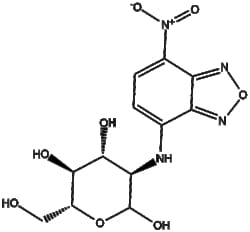 Apexbio Technology LLC&nbsp;2-NBDG(Synonyms: 2-(N-(7-Nitrobenz-2-oxa-1,3-diazol-4-yl)amino)-2-deoxyglucose, Fluorescent glucose analogue), 10mg, CAS: 186689-07-6.